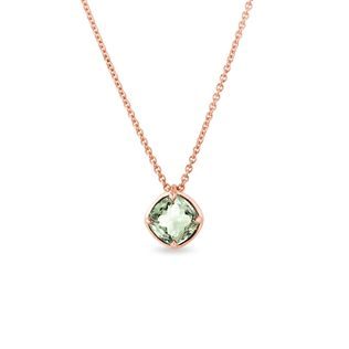 Green amethyst necklace in rose gold