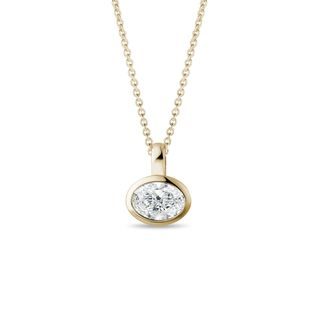 HALSKETTE MIT OVALEM LABOR-DIAMANT IN GELBGOLD - KETTEN MIT DIAMANTEN - KETTEN
