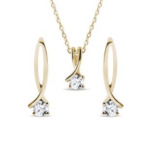 DOUBLE RIBBON DIAMOND JEWELRY SET IN YELLOW GOLD - DIAMOND SETS - FINE JEWELRY