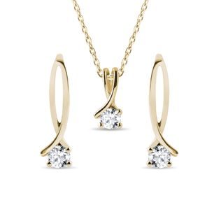 DIAMANTSET MIT SCHLEIFENMOTIV IN GELBGOLD - SCHMUCK-SETS - SCHMUCK