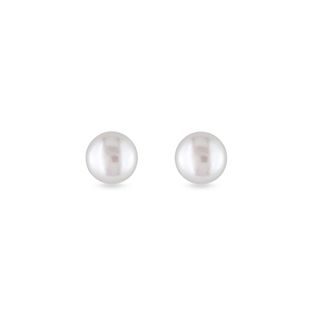 FRESHWATER PEARL STUD EARRINGS IN WHITE GOLD - PEARL EARRINGS - PEARL JEWELRY