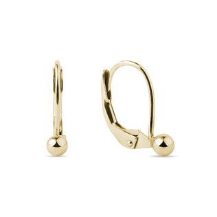 Children's ball leverback earrings in yellow gold