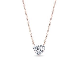 NASZYJNIK Z RÓŻOWEGO ZŁOTA Z DIAMENTEM W KSZTAŁCIE SERCA - NASZYJNIKI Z DIAMENTAMI - NASZYJNIKI