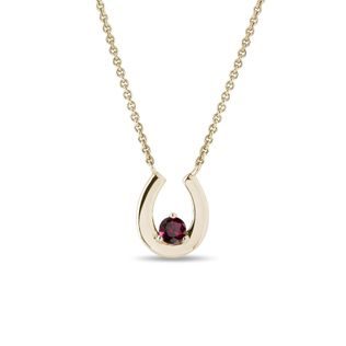 HORSESHOE TOURMALINE PENDANT NECKLACE IN YELLOW GOLD - TOURMALINE NECKLACES - NECKLACES