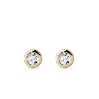 BEZEL NAPICHOVAČKY S 3MM DIAMANTMI V ŽLTOM ZLATE - NAPICHOVACIE NÁUŠNICE S DIAMANTMI - NÁUŠNICE