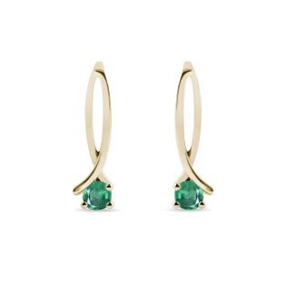 14K YELLOW GOLD EMERALD EARRINGS - EMERALD EARRINGS - EARRINGS