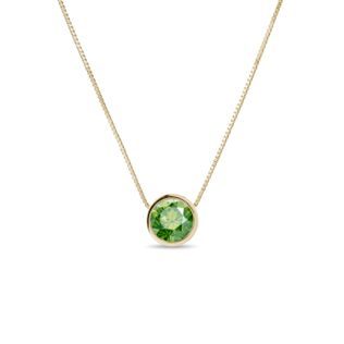 COLLIER AVEC DIAMANT VERT EN OR JAUNE 14 CT - COLLIERS AVEC DIAMANTS - COLLIERS