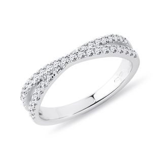 ALLIANCE CROISÉE EN OR BLANC AVEC DIAMANTS - ALLIANCES DE MARIAGE FEMMES - ALLIANCES DE MARIAGE