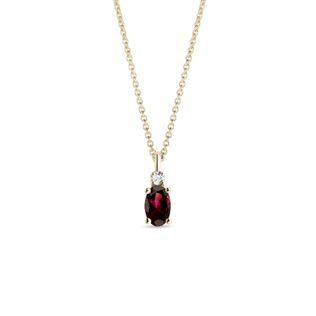 COLLIER EN OR ORNÉ D'UN GRENAT OVALE ET D'UN DIAMANT - COLLIERS AVEC GRENAT - COLLIERS