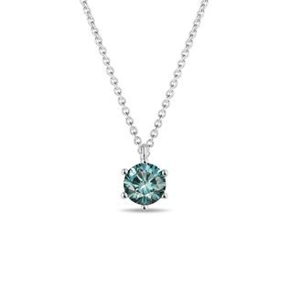 White Gold Necklace with Blue Diamond