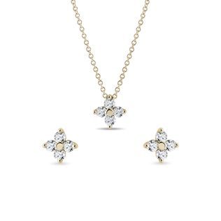 Yellow Gold and Diamond Four-leaf Clover Jewelry Set