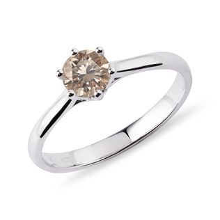 Champagne diamond engagement ring in white gold