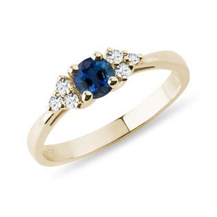 SAPPHIRE AND DIAMOND RING IN 14K YELLOW GOLD - SAPPHIRE ENGAGEMENT RINGS - ENGAGEMENT RINGS
