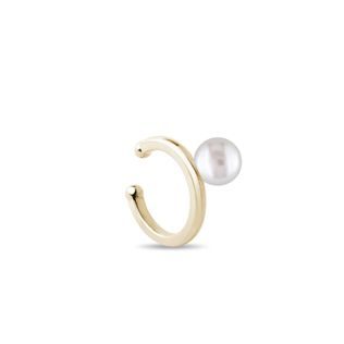 ZLATÁ NÁUŠNICA EAR CUFF S PERLOU NA JEDNO UCHO - NÁUŠNICE EAR CUFF - NÁUŠNICE