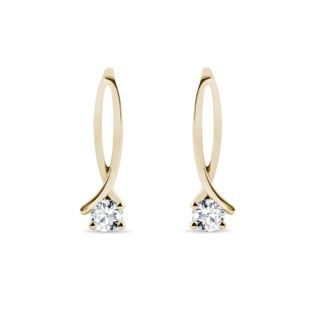 GOLD DIAMOND DOUBLE RIBBON EARRINGS - DIAMOND EARRINGS - EARRINGS