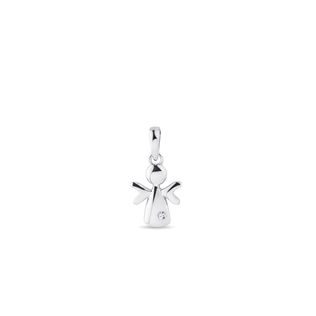 PENDENTIF ANGE EN OR BLANC ET DIAMANT - PENDENTIFS - COLLIERS