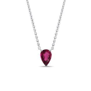 COLLIER EN OR BLANC ET RUBELLITE - COLLIERS AVEC TOURMALINE - COLLIERS