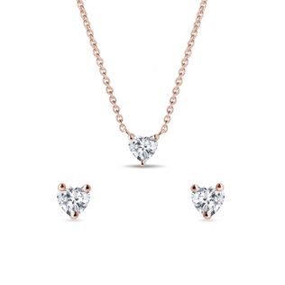 DIAMOND HEART NECKLACE AND EARRING SET - DIAMOND SETS - FINE JEWELRY
