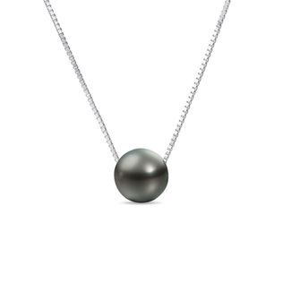 COLLIER D'OR BLANC AVEC PERLE DE TAHITI - PENDENTIFS EN PERLES - PERLES