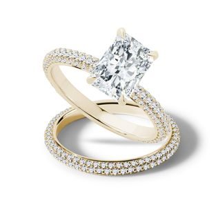 STUNNING YELLOW GOLD AND DIAMOND BRIDAL SET - ENGAGEMENT AND BRIDAL RING SETS - ENGAGEMENT RINGS