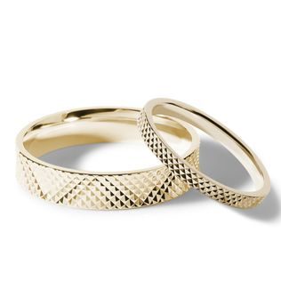 EHERINGE AUS 14 KT GELBGOLD MIT ZARTEM MUSTER - GELBGOLDENE TRAURINGE IM SET - TRAURINGE