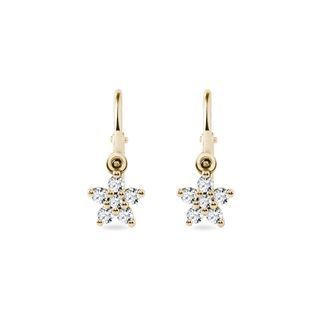 BOUCLES D'OREILLES POUR ENFANTS EN FORME D'ÉTOILE EN OR JAUNE AVEC DIAMANTS - BOUCLES D'OREILLES POUR ENFANTS - BOUCLES D'OREILLES