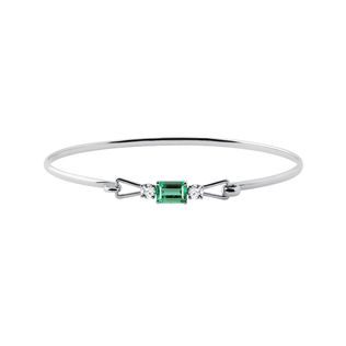 EMERALD AND DIAMOND BRACELET IN WHITE GOLD - GEMSTONE BRACELETS - BRACELETS