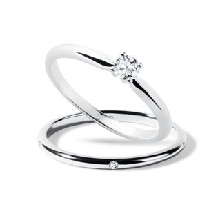 ALLIANCE ET BAGUE DE FIANÇAILLES EN OR BLANC ET DIAMANTS - BAGUE DE FIANÇAILLES ET ALLIANCE ASSORTIES - BAGUES DE FIANÇAILLES