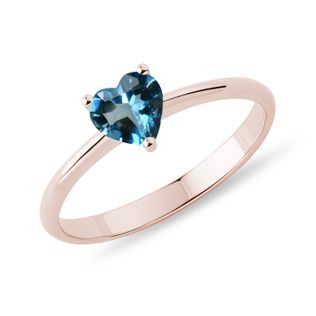 BAGUE EN OR ROSE AVEC TOPAZE LONDON BLUE - BAGUES EN TOPAZE - BAGUES