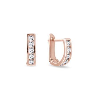BOUCLES D'OREILLES HUGGIE EN OR ROSE AVEC DIAMANTS - BOUCLES D'OREILLES EN DIAMANT - BOUCLES D'OREILLES