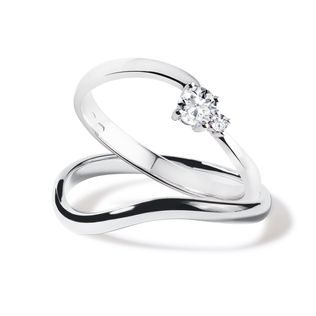 MODERN DIAMOND ENGAGEMENT SET IN WHITE GOLD - ENGAGEMENT AND WEDDING MATCHING SETS - ENGAGEMENT RINGS