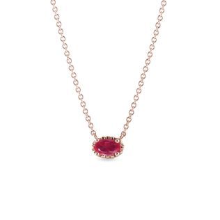 Oval ruby necklace in rose gold