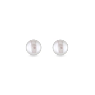 GOLD EARRINGS WITH A FRESHWATER PEARL - PEARL EARRINGS - PEARL JEWELRY