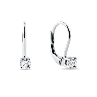 BOUCLES D'OREILLES EN OR BLANC 14CT AVEC DIAMANTS - BOUCLES D'OREILLES EN DIAMANT - BOUCLES D'OREILLES