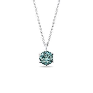 NÁHRDELNÍK Z BÍLÉHO ZLATA S MODRÝM DIAMANTEM - NÁHRDELNÍKY S DIAMANTY - NÁHRDELNÍKY