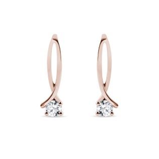 BOUCLES D'OREILLES DOUBLE RUBAN EN OR ROSE AVEC DIAMANTS - BOUCLES D'OREILLES EN DIAMANT - BOUCLES D'OREILLES