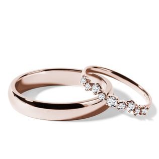 HIS AND HERS ROSE GOLD AND DIAMOND WEDDING BAND SET - ROSE GOLD WEDDING SETS - WEDDING RINGS
