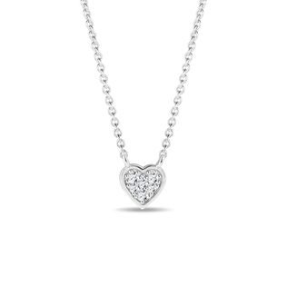 COLLIER EN OR BLANC AVEC DIAMANTS ET PENDENTIF EN CŒUR - COLLIERS AVEC DIAMANTS - COLLIERS