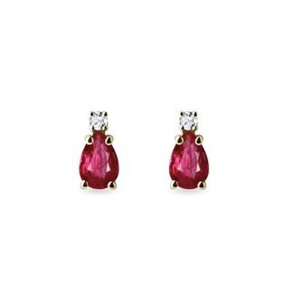 PEAR RUBIES EARRINGS IN YELLOW GOLD - RUBY EARRINGS - EARRINGS