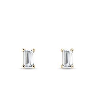 CLOUS D'OREILLES EN OR JAUNE ET DIAMANTS DE SYNTHÈSE - PUCES D'OREILLES EN DIAMANT - BOUCLES D'OREILLES