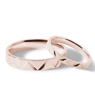 TEXTURED ROSE GOLD RINGS - ROSE GOLD WEDDING SETS - WEDDING RINGS