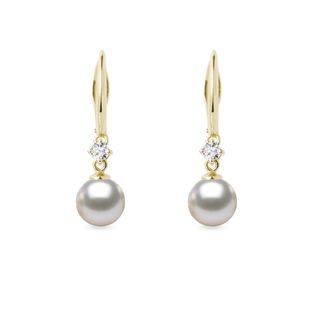 Akoya pearl and diamond earrings in gold