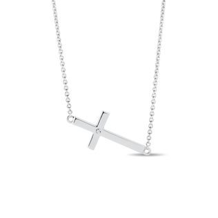 HALSKETTE MIT KREUZ AUS WEISSGOLD - KETTEN MIT DIAMANTEN - KETTEN