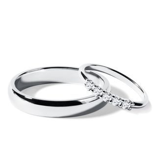 ALLIANCES EN OR BLANC AVEC DIAMANTS - ENSEMBLE D’ALLIANCES EN OR BLANC - ALLIANCES DE MARIAGE