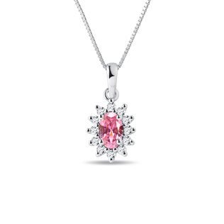 PINK SAPPHIRE AND DIAMOND NECKLACE IN WHITE GOLD - SAPPHIRE NECKLACES - NECKLACES