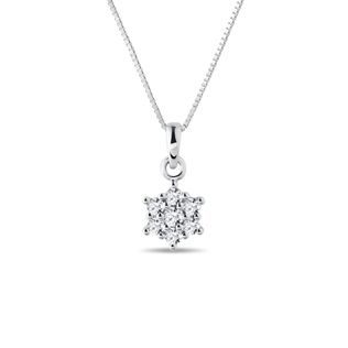 DIAMOND CLUSTER PENDANT IN WHITE GOLD - DIAMOND NECKLACES - NECKLACES