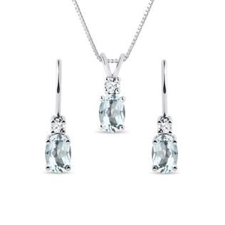 SCHMUCKSET MIT AQUAMARINEN UND DIAMANTEN IN WEISSGOLD - SCHMUCK SETS EDELSTEINE - SCHMUCK
