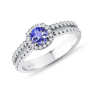 LUXURY TANZANITE AND DIAMOND RING IN WHITE GOLD - TANZANITE RINGS - RINGS