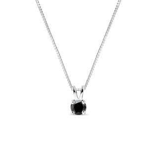 WHITE GOLD NECKLACE WITH BLACK DIAMOND - DIAMOND NECKLACES - NECKLACES