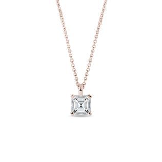DIAMANT-HALSKETTE MIT ASSCHER-SCHLIFF IN ROSÉGOLD - KETTEN MIT DIAMANTEN - KETTEN